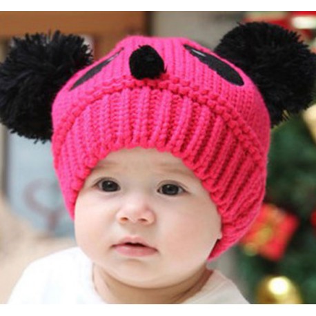 Acheter Bonnet Panda Tricot pour Bébé / Enfant (Garçon / Fille) (Blanc,  Rose, Rose clair)