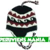 Bonnet péruvien vagues (bleu foncé & rouge & blanc)