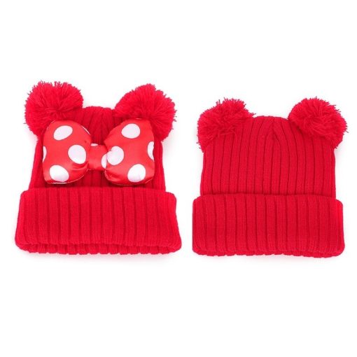 Bonnet pompon Minnie pour bébé